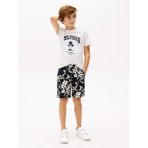 Short À Motif Floral En Popeline Stretch Poplin Printed Short/Dark Night Navy Floral Print - 74 Cm