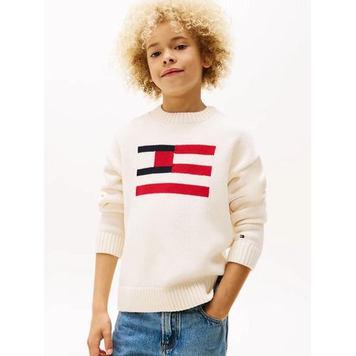 Pull Hilfiger Flag Col Ras-Du-Cou Flag Sweater/Ivory Petal - 86 Cm