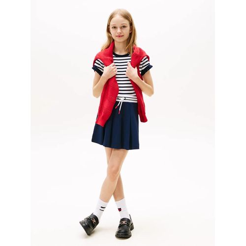 Mini-Jupe Plissée Pleated Knit Skirt/Dark Blue - 164 Cm