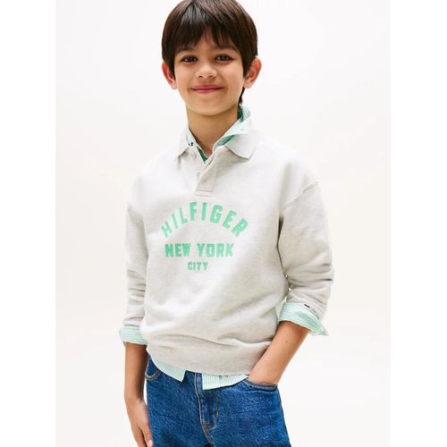 Sweat À Col Polo Et Logo Hilfiger Graphic Sweatshirt/Grey Heather - 164 Cm