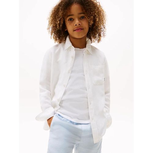 Chemise Coupe Standard En Lin Mélangé Linen Blend Relaxed Shirt Ls/White - 86 Cm