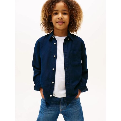 Chemise Coupe Standard En Lin Mélangé Linen Blend Relaxed Shirt Ls/Dark Blue - 110 Cm