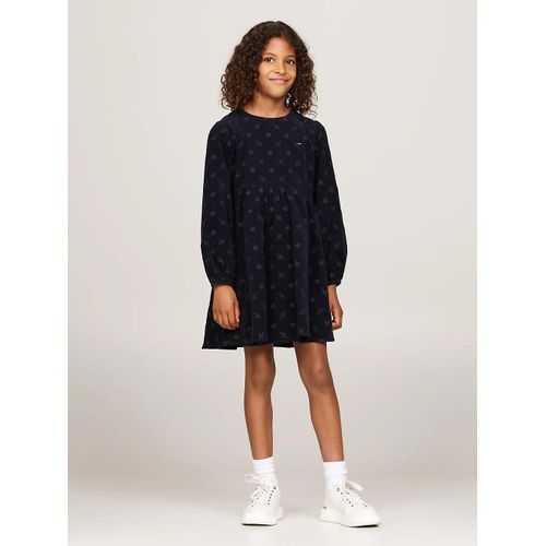 Robe En Velours Côtelé Manches Longues Brodée Embroidered Corduroy Dress Ls/Navy Blue - 74 Cm
