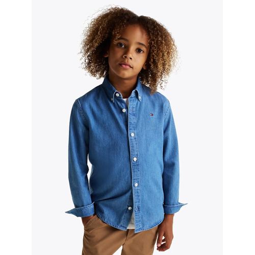 Chemise En Chambray Denim Chambray Shirt Ls/Blue - 164 Cm