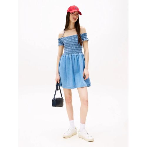 Robe Courte Moulante Et Évasée En Chambray Tjw Chambray Fit & Flare Dress/Denim Medium - L