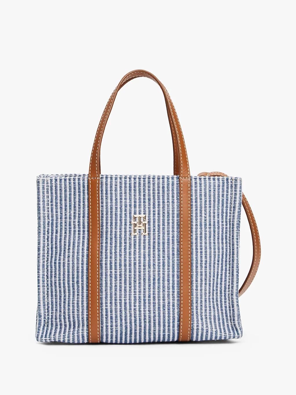 Cabas bandoulière de plage à monogramme TH TH PREMIUM BEACH LE MINI TOTE/Blue Stripe