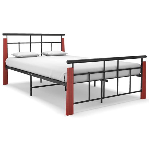 Vidaxl Cadre De Lit Sans Matelas Métal Bois De Chêne Massif 120x200 Cm