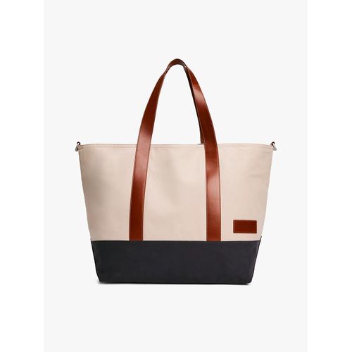 Cabas Casual à écusson logo TH CASUAL TOTE/Classic Beige