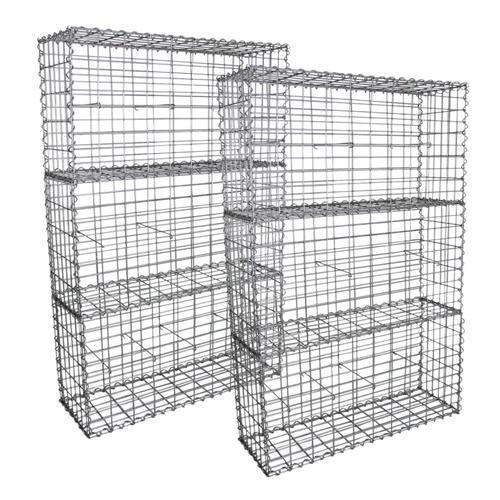 Lot de 6 Paniers de Gabions Argentés en Acier Galvanisé pour Projets d?Aménagement Extérieur, Murs de Soutènement, Clôture de Jardin. 100 x 50 x 30cm