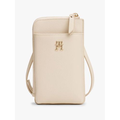 Pochette à bandoulière et monogramme TH TH DISTINCT PHONE WALLET/Classic Beige