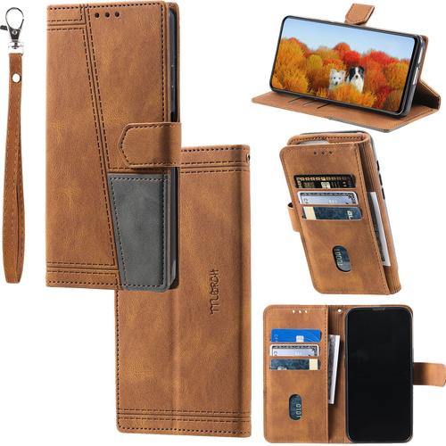 Compatible With Samsung Galaxy S6 Edge,Compatible With Samsung Galaxy S6 Edge Sm-G925 Pu Leather Phone Cover Phone Wallet Cover Blue Brown