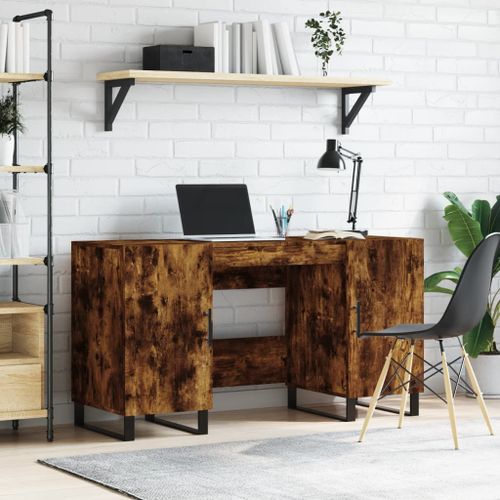 Vidaxl Bureau Chêne Fumé 140x50x75 Cm Bois D'ingénierie