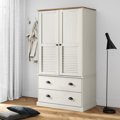 Vidaxl Garde-Robe Vigo Blanc 90x55x176 Cm Bois Massif De Pin