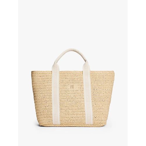 Cabas en crochet à anses en toile TH SPRING LOGO TOTE/Sugarcane