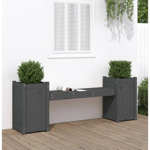 Vidaxl Banc Avec Jardinières Gris 180x36x63 Cm Bois Massif De Pin