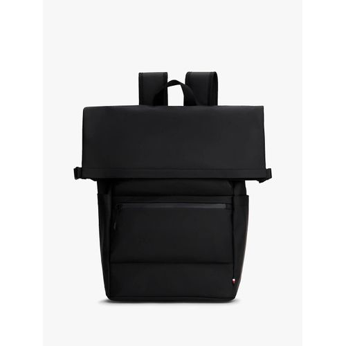 Sac à dos à rabat roulé et logo texturé TH TPU ROLLTOP BACKPACK/Black