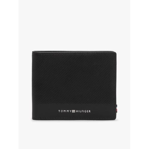 Portefeuille à deux volets en cuir à logo TH FOUNDATION MINI CC WALLET/Black