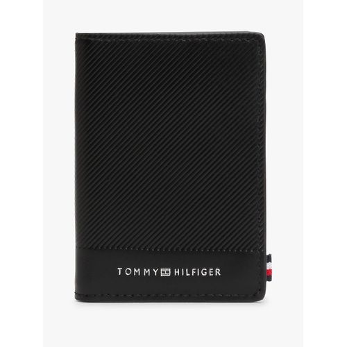Portefeuille à deux volets en cuir à logo TH FOUNDATION BIFOLD/Black