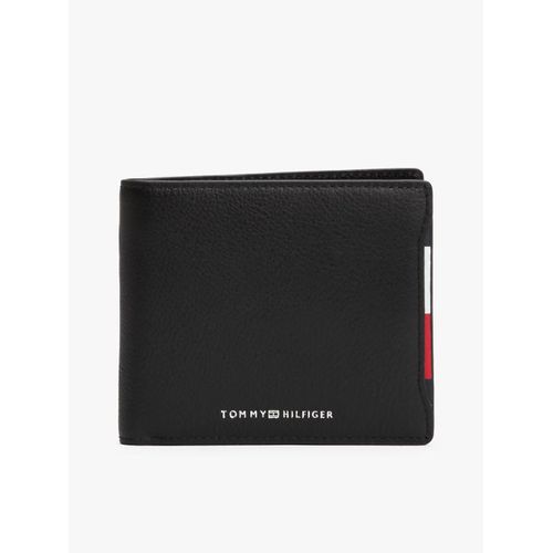 Portefeuille à deux volets en cuir à logo TH CENTRAL CC FLAP AND COIN/Black
