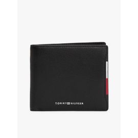 Portefeuille à deux volets en cuir à logo TH CENTRAL CC FLAP AND COIN/Black