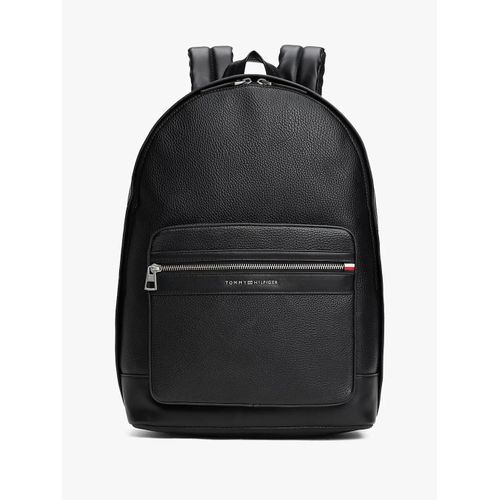 Sac à dos à effet grain fin et logo en métal TH CENTRAL BACKPACK/Black