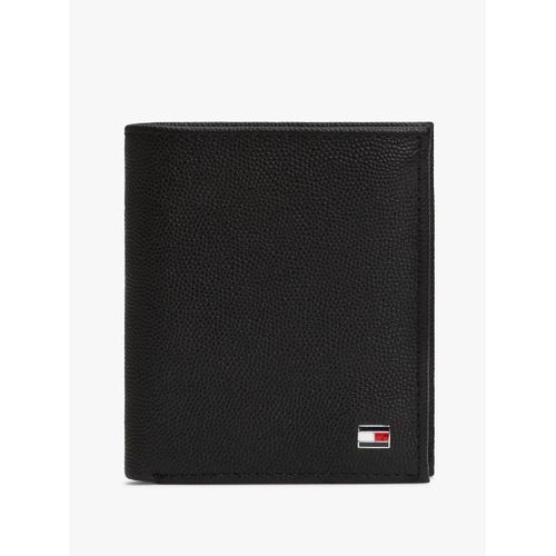Portefeuille à trois volets en cuir à drapeau TH FLAG TRIFOLD/Black