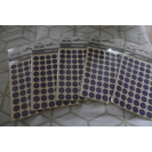 Centra Pochette De 324 Gommettes Étiquettes Rondes 12mm Autocollantes Violettes Lot De 5