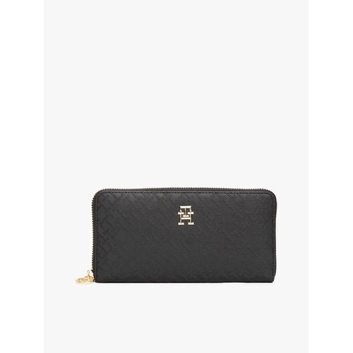 Portefeuille zippé à monogramme TH TH DISTINCT LRG ZA MONO/Black