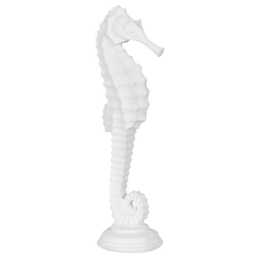Statue Hippocampe En Résine Blanche 45 Cm
