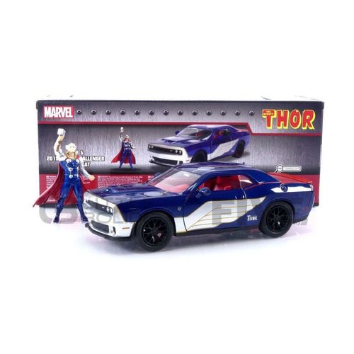 Jada Toys 1/24 32186bl Dodge Challenger Srt8 Hellcat + Thor Figure - 2015 Diecast Modelcar-Jada Toys