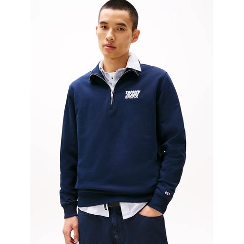 Sweat À Col Zippé Et Logo Lettre Bulle Au Dos Tjm Reg Bubble Qrtr Zip Frnt/Bck/Dark Blue - S