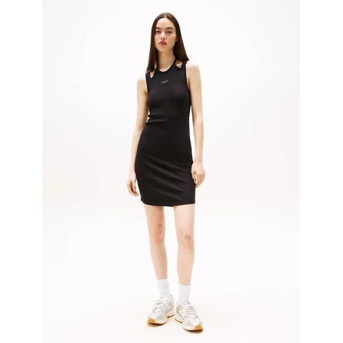 Robe Courte Moulante Côtelée Tjw Tie Detail Gmd Script Dress/Black - L