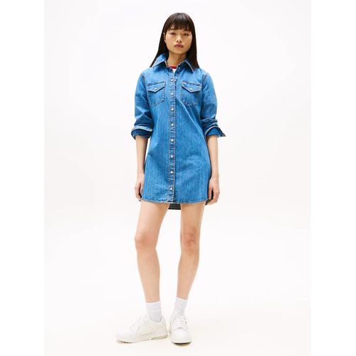 Robe Chemise Courte En Denim Regular Western Dress/Blue - Xs