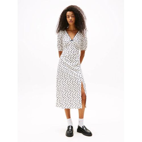 Robe Cache-C?ur Longueur Midi À Motif Oiseaux Tjw Bird Aop Ss Midi Dress Ext/White Bird Aop - Xs