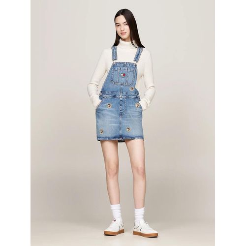 Robe Salopette Courte En Denim À Broderies Classic Dungaree Dress Dh6134/Denim Medium - S