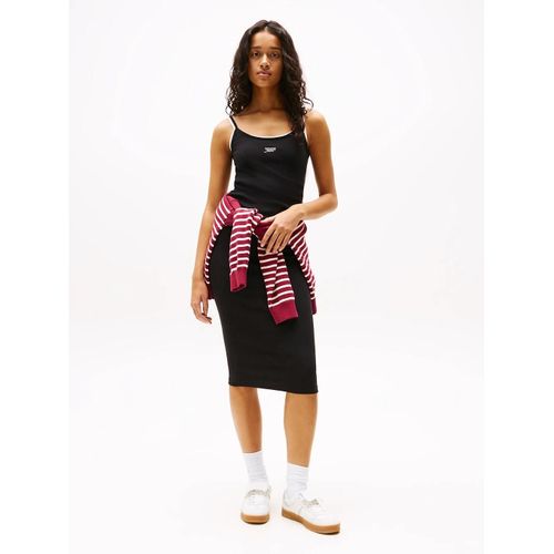 Robe Longueur Midi Moulante Côtelée Tjw Script Strap Midi Dress Ext/Black - 4xl