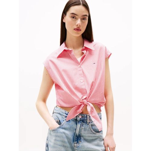 Chemise Courte En Popeline À Mancherpms Tjw Poplin Front Knot Shirt/Amour / Stripe - S