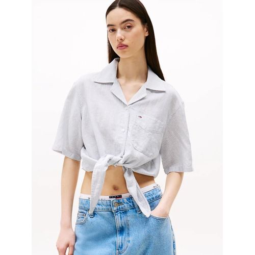 Chemise Courte Décontractée À Manches Courtes Tjw Crp Linen Ss Shirt/Colorado Blue / Stripe - Xl