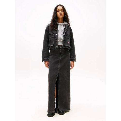 Jupe Longue En Denim À Ourlet Effiloché Denim Skirt Washed Black/Dark Grey - 30