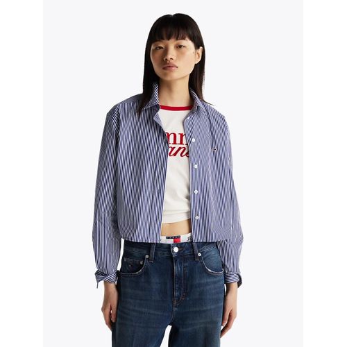 Chemise Courte Décontractée À Rayures Tjw Crp Rlx Poplin Shirt/Navy/White Stripe - M