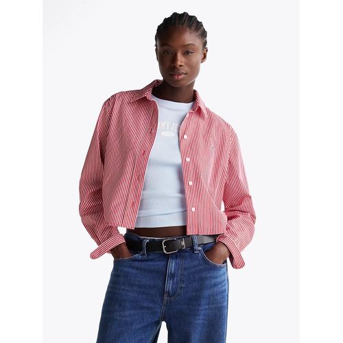 Chemise Courte Décontractée À Rayures Tjw Crp Rlx Poplin Shirt/Red/White Sripe - L