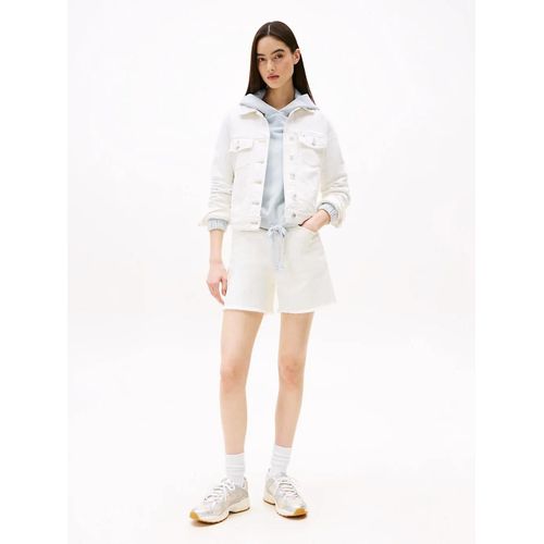 Short Mom Coupe Standard En Denim À Ourlet Brut Mom Short Bi8194/Denim White - 34