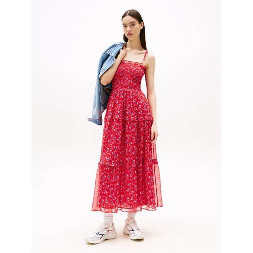 Robe Cache-C?ur Longue À Motif Floral Tjw Aop Chiffon Maxi Dress Ext/Red Small Flowers Aop - 1xl