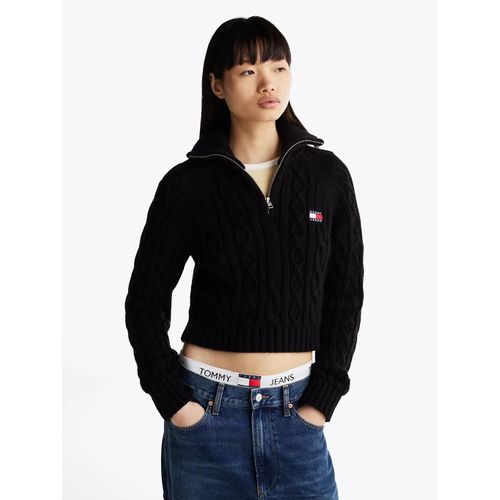 Pull En Maille Torsadée Avec Laine Tjw Reg 1/4 Zip Sweater/Black - M
