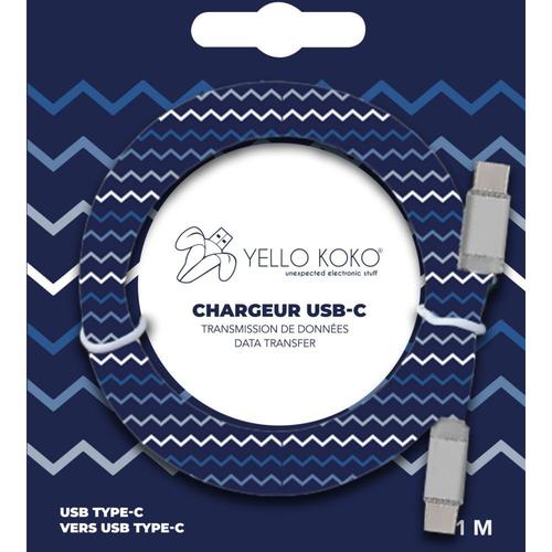 Câble USB-C Yello Koko vers USB-C 1m Kami Motif ZigZag