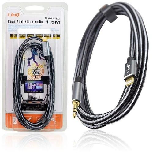 Trade Shop - Iphone Audio Cable Lightning To 3.5 Mm Male Jack Braided 1.5 M A3522