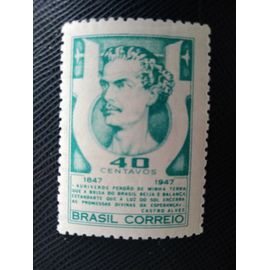 Timbre Bresil Y T 452 Centenaire De La Naissance Du Poète Antonio Castro Alves 1947 (230509 )