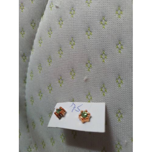 Paire De Boucle D'oreille Couronne Rubis Vert