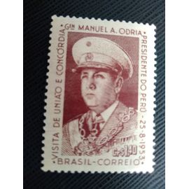 Timbre Bresil Y T 543 Le Président Péruvien Manuel A. Odria Visite Le Brésil 1953 (230509 )