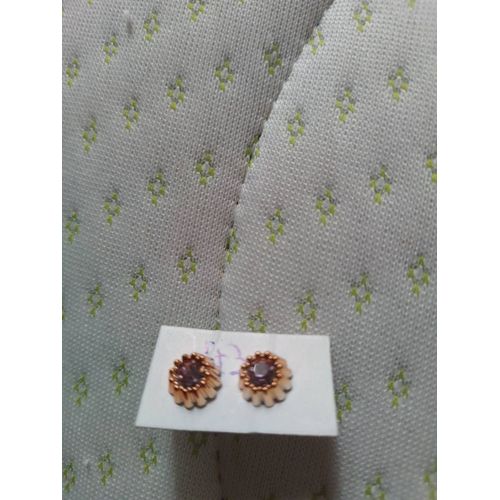 Paire De Boucle D'oreille Couronne Rubis Rose